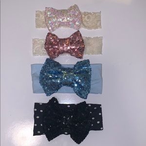 Set of 4 assorted 14 inch baby sparkle bows